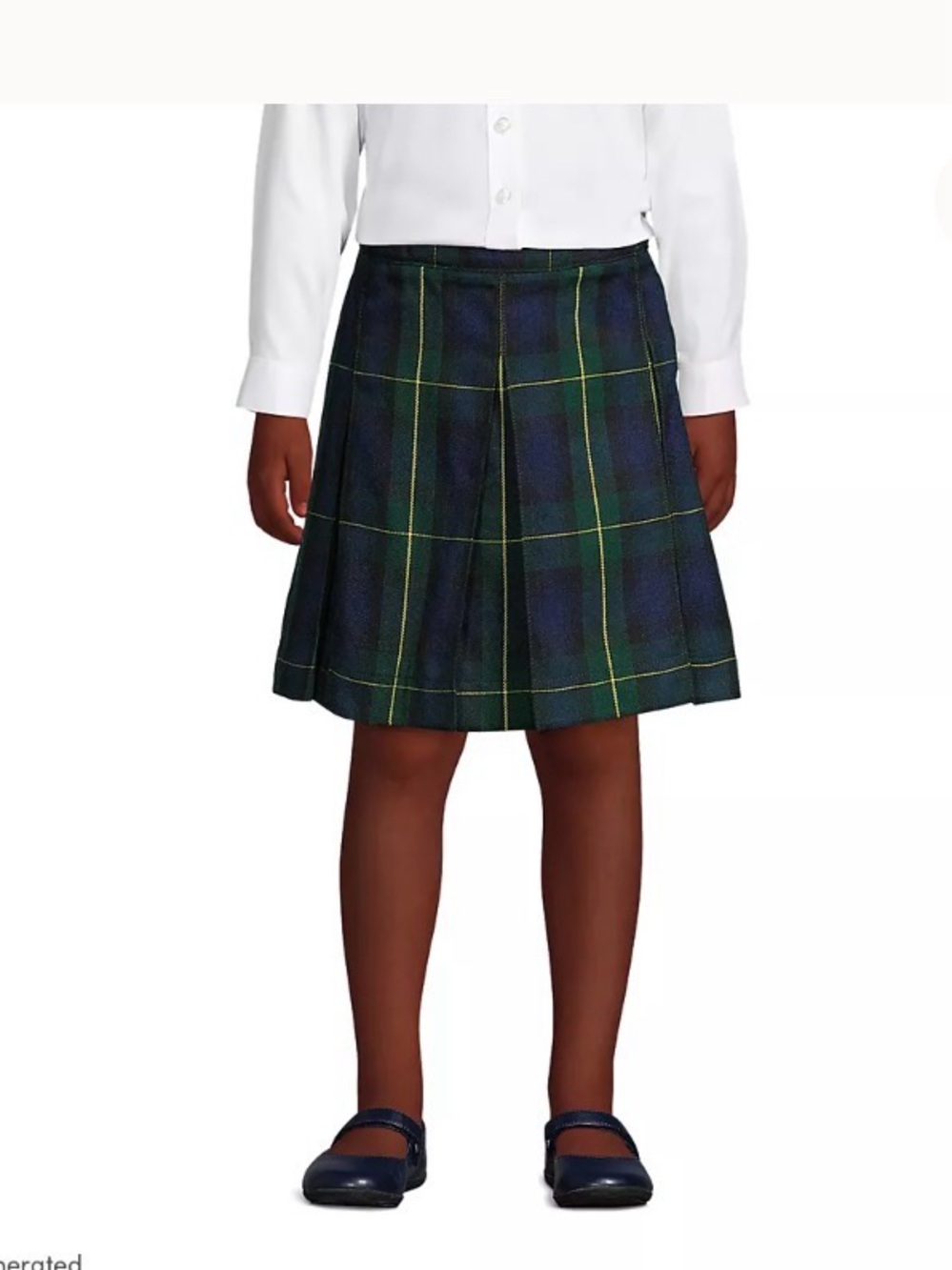 NWT Lands End Uniform Women’s Plaid Box Pleat Skirt Top of Knee Hunter Navy - Picture 2 of 3